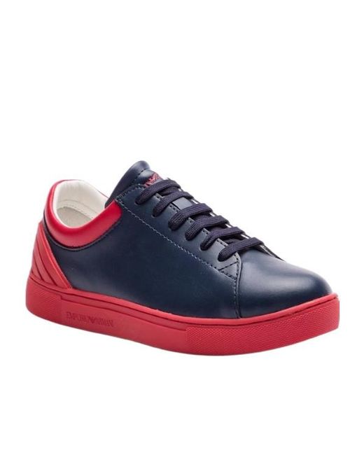 Emporio Armani Blue Lace-Up Low-Top Sneakers