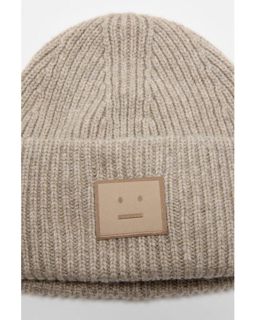 Acne Gray Square-Patch Beanie Hat for men