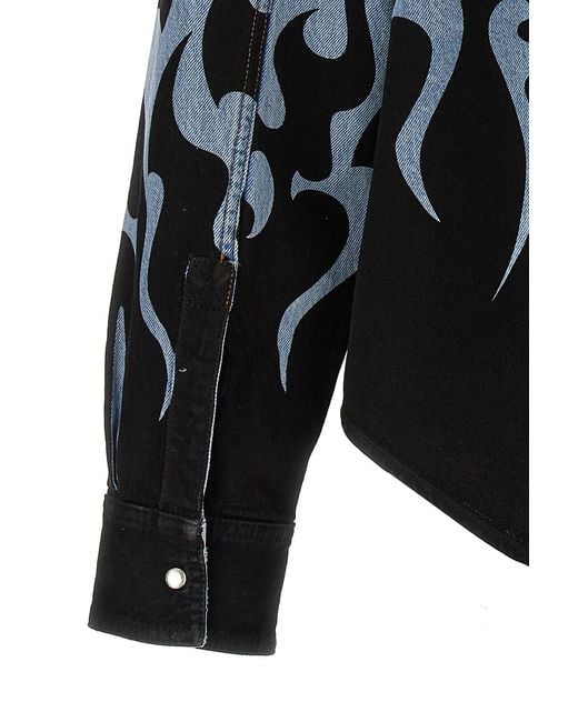 Vetements Blue Fire Printed Denim Jacket for men