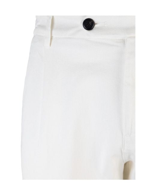 Eleventy White Button-Fastening Cotton-Blend Trousers for men