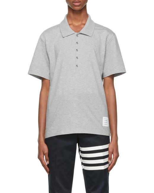 Thom Browne Gray Button Polo Shirt for men