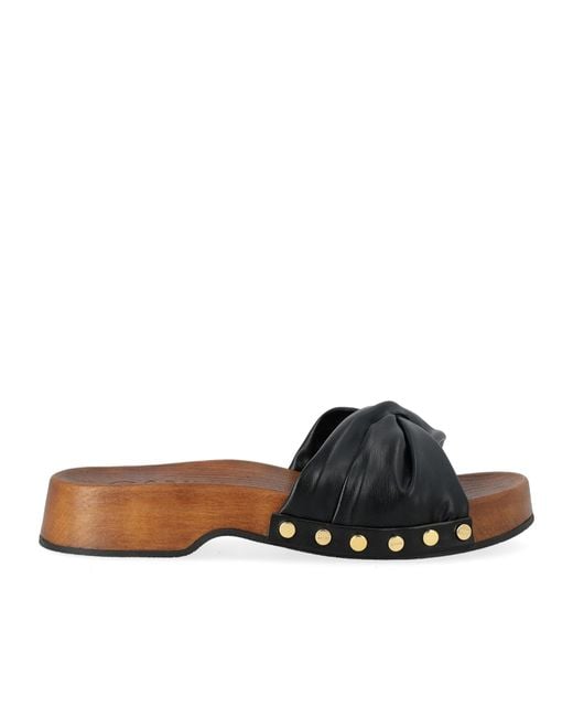 Ganni Brown Tia Fairy Studded Wedge Slides