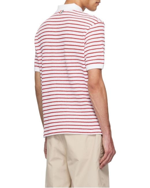 Thom Browne Red Striped Polo Shirt for men