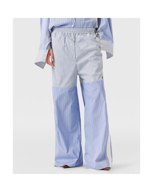 Stella McCartney Blue Striped Wide Leg Trousers