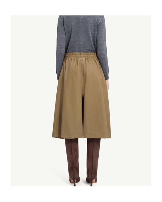MM6 by Maison Margiela Natural Drawstring Coated Cotton Midi Skirt