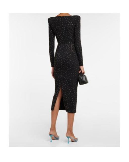 Alex Perry Black Tiernan Embellished Crêpe Midi Dress