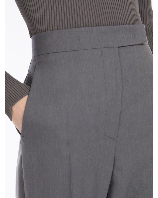 Max Mara Gray Turbigo Pleat Detailed Striaght Leg Trousers