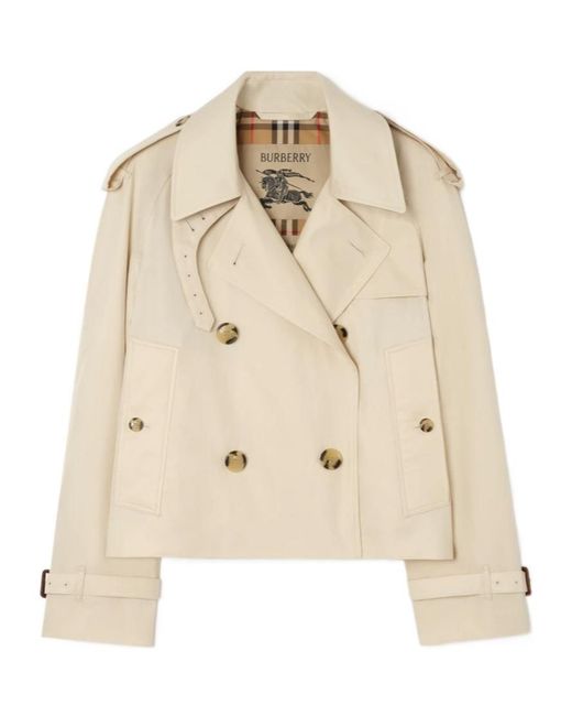 Burberry Natural Cropped Tropical Gabardine Mayfair Trench Jacket