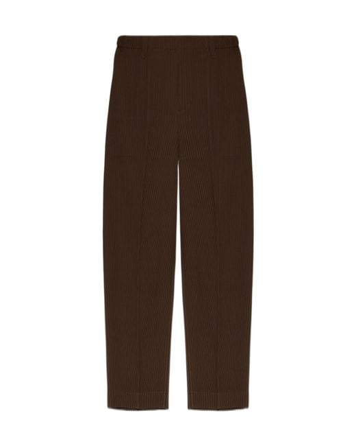Homme Plissé Issey Miyake Brown Homme Plissé Issey Miyake Tuxedo Pleated Pants for men