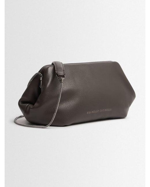 Brunello Cucinelli Brown Shoulder Pouch With Chain Strap