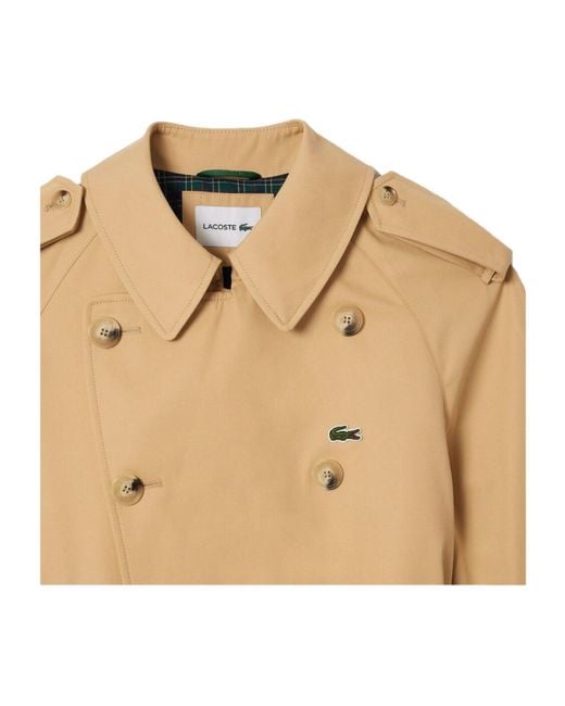 Lacoste Natural Versatile Comfortable Khaki Double-Breasted Trench Coat for men