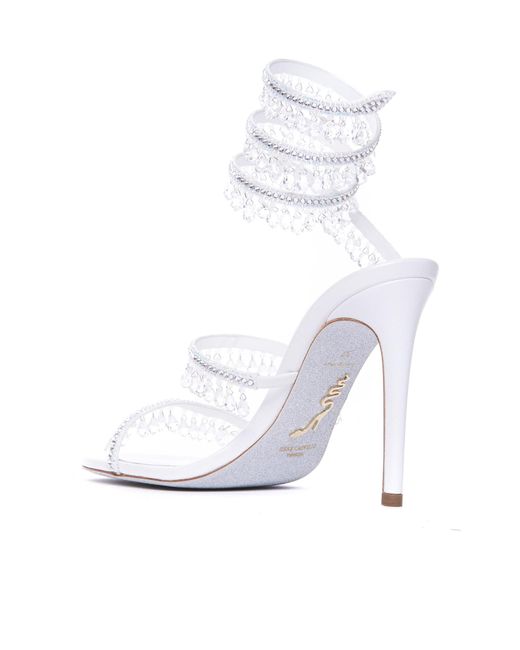 Rene Caovilla White Open-Toe High-Heeled Sandals