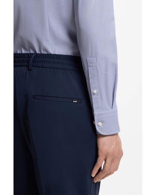Boss Blue Geometric-Print Slim-Fit Shirt for men