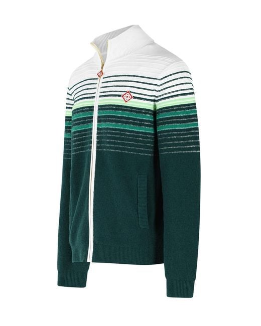 Casablanca Green Boucle Striped Zip Up Jacket for men