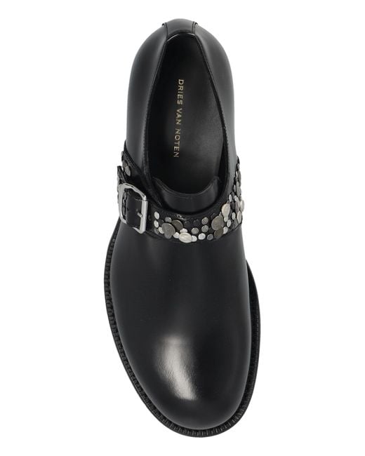 Dries Van Noten Black Stud Embellished Loafers for men