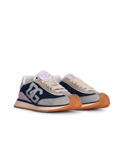 Dolce & Gabbana Blue Logo Printed Low-Top Sneakers