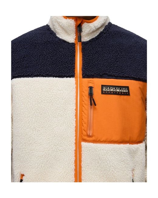 Napapijri Blue Long-Sleeved Fleece Jacket for men