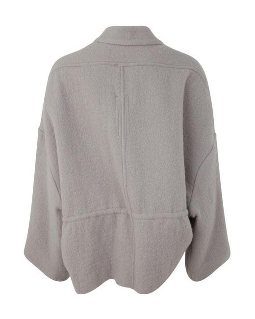 Rick Owens Gray Sail Wide-Sleeve Virgin Wool Jacket