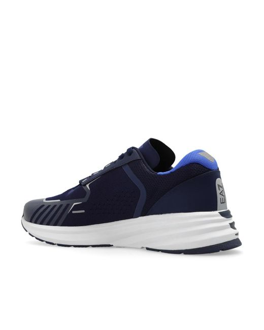 EA7 Blue Logo-Print Mesh-Panelling Sneakers for men