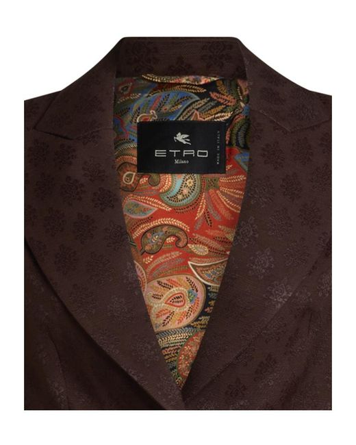 Etro Brown Jacquard-Patterned Single-Breasted Blazer