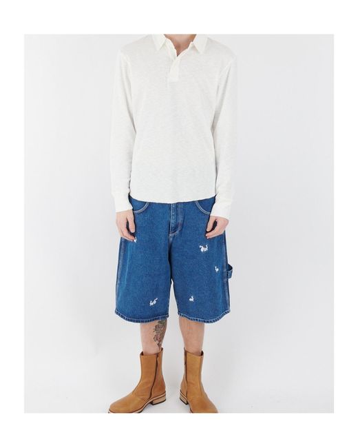 Carne Bollente Blue Denim Shorts With Belt Loops for men