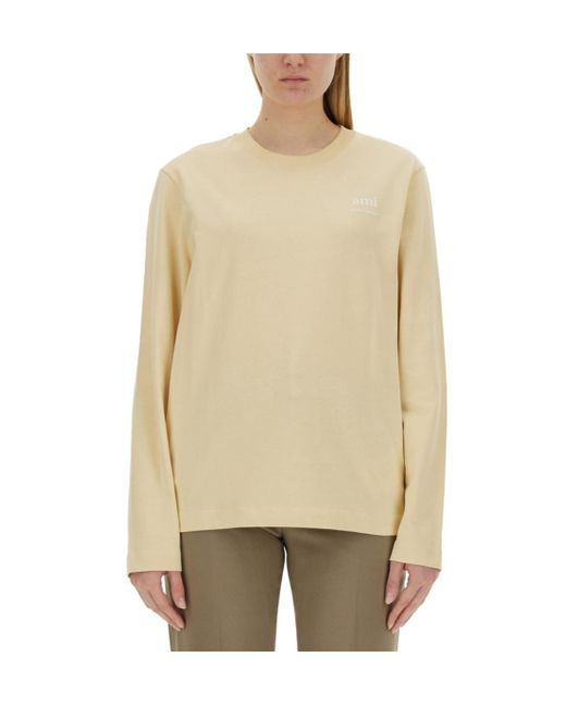 AMI Natural Ami Long Sleeved Crewneck T-Shirt for men