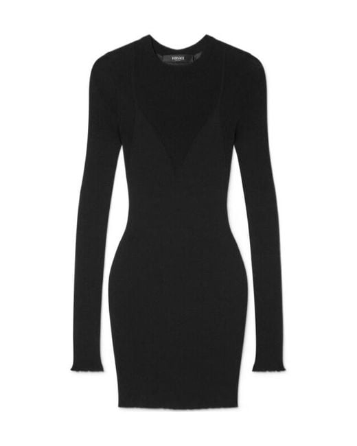 Versace Black Fitted Knitted Mini Dress