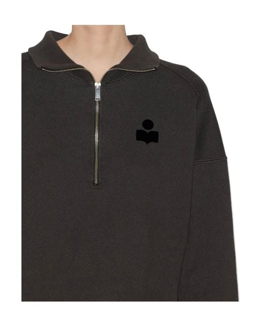 Isabel Marant Black Isabel Marant Étoile Ross Logo-Flocked Zip-Up Sweatshirt