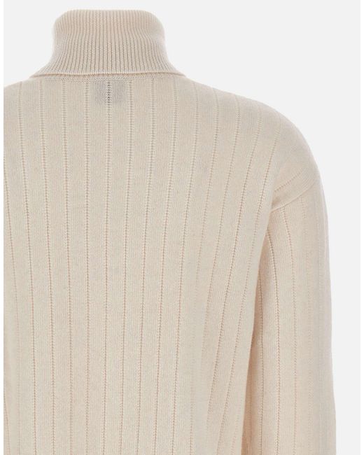 Eleventy White Ribbed Turtleneck Knitwear