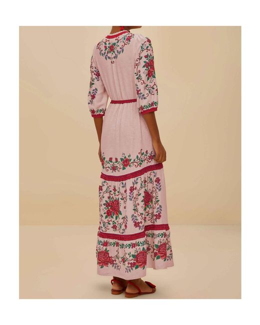Farm Rio Red Floral-Jacquard Maxi Dress