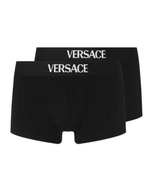Versace Black Logo Waistband Trunks for men