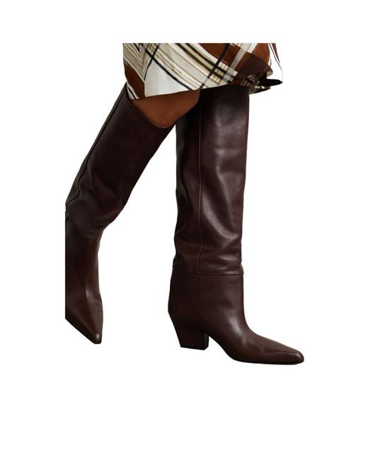 Paris Texas Brown Solid Color Leather Knee Boots