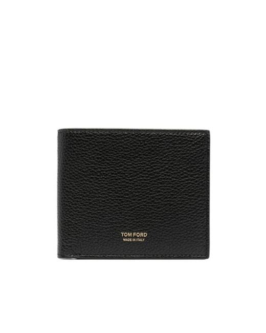 Tom Ford Black Logo Bifold Leather Wallet for men