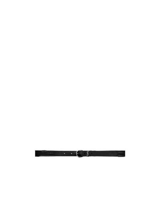 Saint Laurent White Croissant De Lune Buckled Thin Belt for men