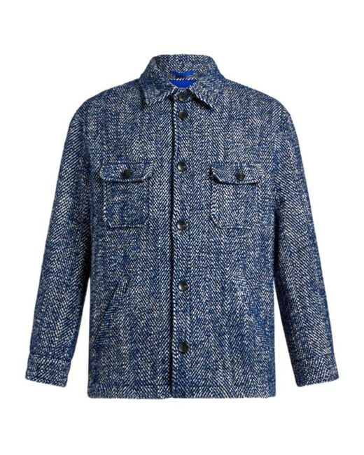 Etro Blue Herringbone Shirt Jacket for men