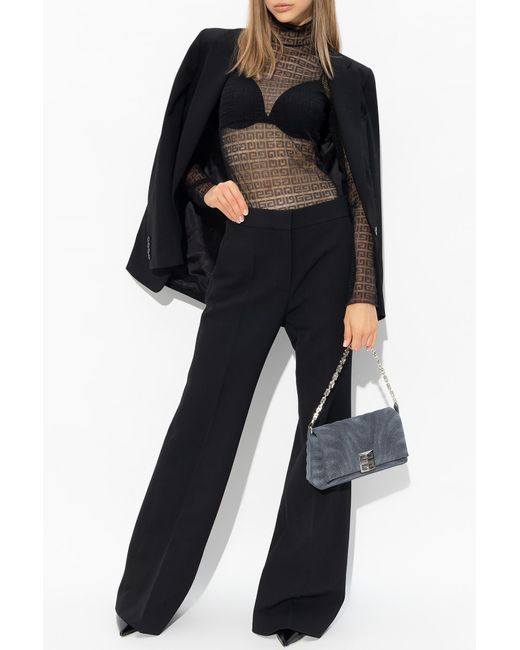 Givenchy Black Pleat Detailed Flared Trousers