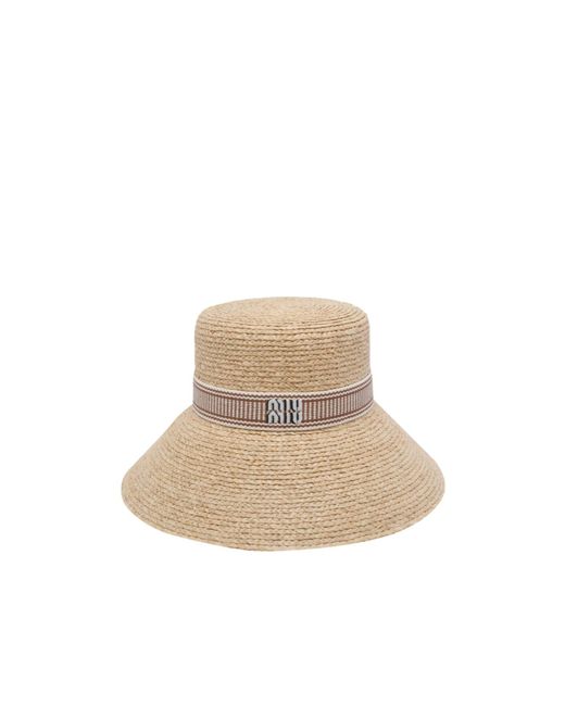 Miu Miu Natural Logo-Detailed Hat
