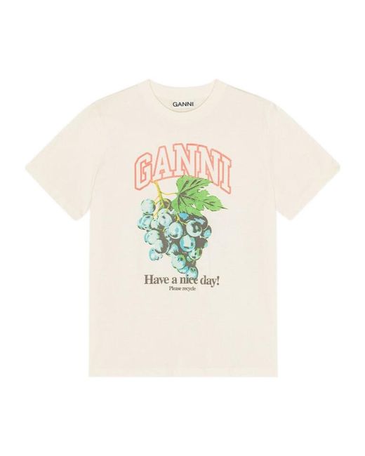 Ganni White Grapes Printed T-Shirt