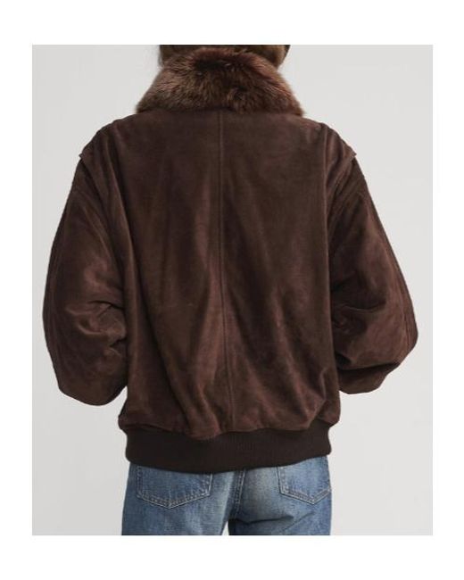 FRAME Brown Long-Sleeved Leather Jacket