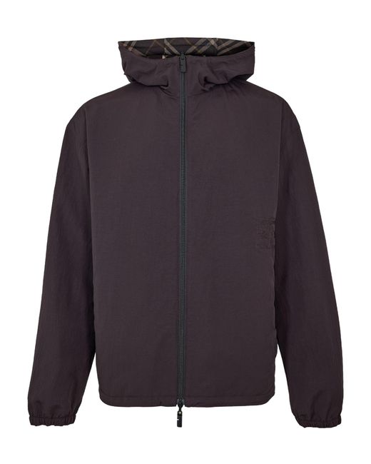 Burberry Gray Checkered Hooded Jacket for men