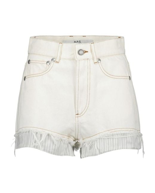 A.P.C. White Versailles Layered Denim Shorts