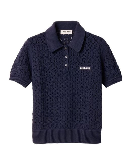 Miu Miu Blue Cotton Polo Shirt