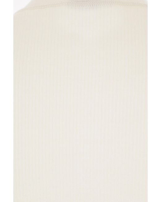 Bottega Veneta White Ribbed High Neck Sweater