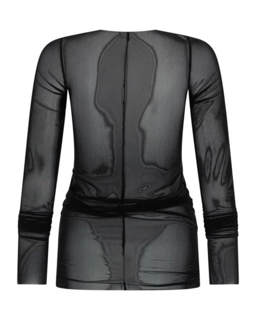 Rick Owens Black Lilies Sheer Long-Sleeve Top