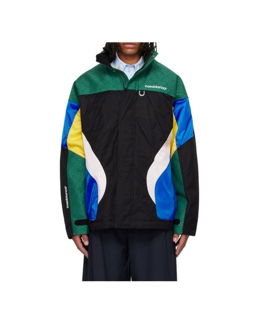 Casablanca Blue Color-Block Long Sleeve Casual Jacket for men