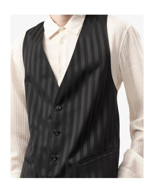 Ann Demeulemeester Black Juikko Striped Satin Waistcoat for men