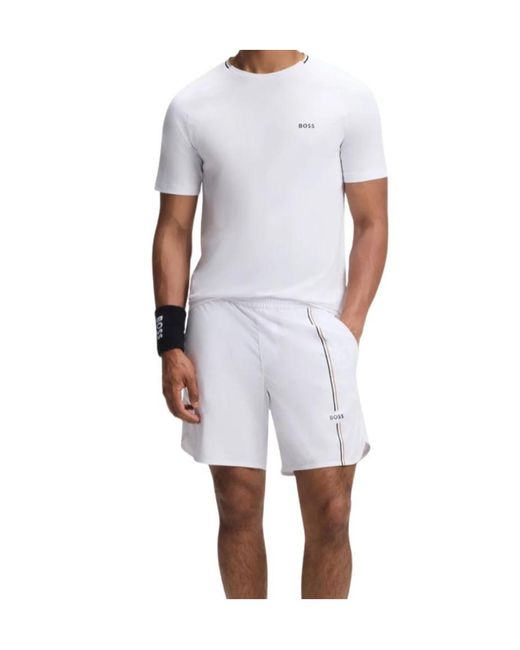 Boss White Logo-Print Raglan-Sleeve T-Shirt for men