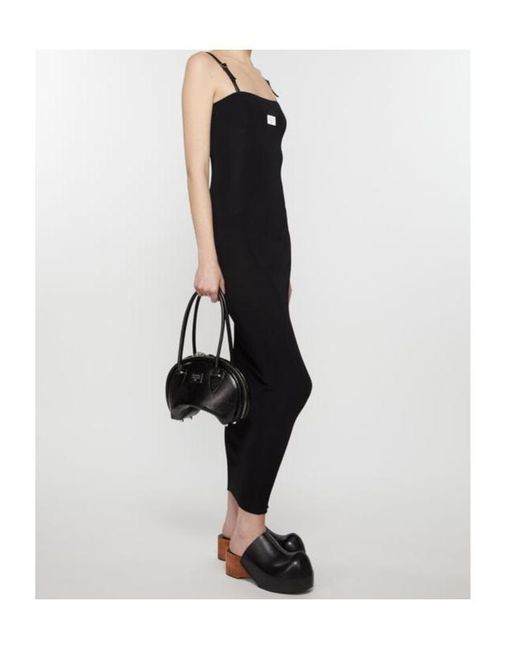 Acne Black Logo Plaque Sleeveless Dress