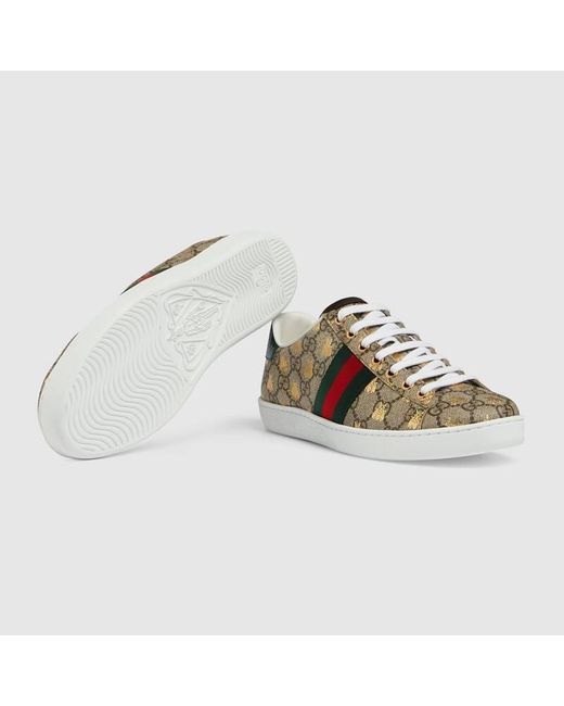 Gucci Green Ace Gg Supreme Lace-Up Sneakers