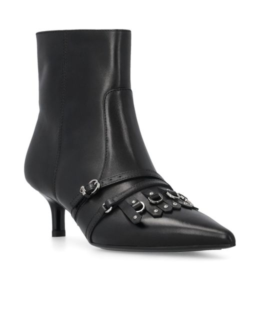 Pinko Black Buckled Pointed-Toe Ankle Boots